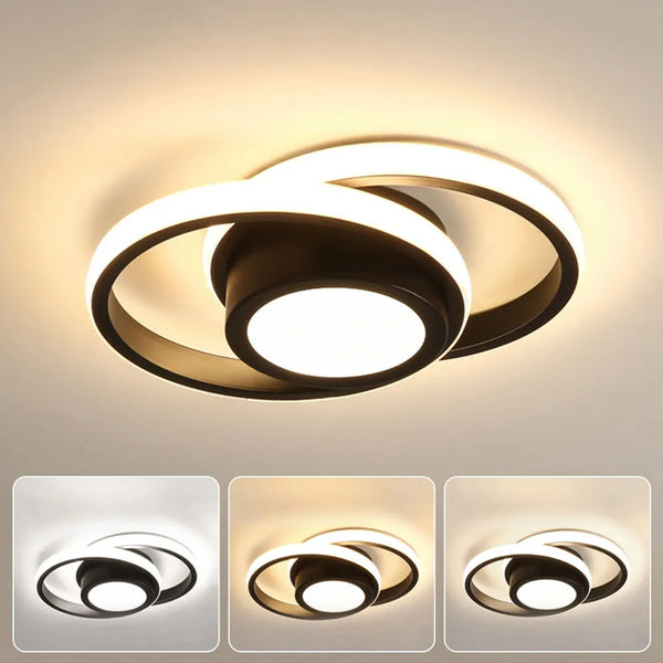 2 Round Shapes, Creative Personality, Modern, Black, White, Small Ceiling Light for Hallway, Wardrobe, Door, Living Room