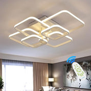 LED Ceiling Light with Remote – 4 Square Black Modern Chandelier