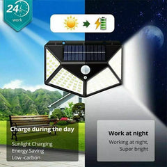 4X Solar Power PIR Motion Sensor Wall Lights 100LED Outdoor Garden Security Lamp