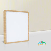 Flush mount square Wood led ceiling light