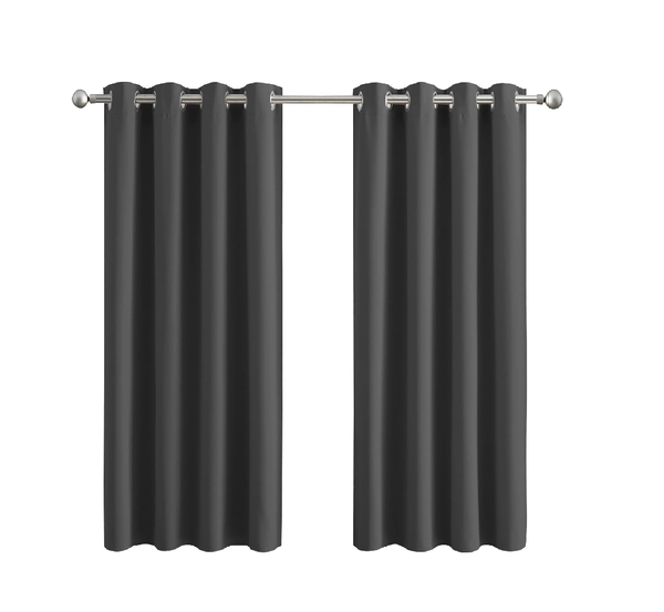 Thermal Blackout Curtains 46x54" – Grey Eyelet Room Darkening Drapes, 2 Panels