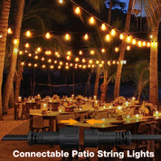 24FT Outdoor Festoon String Lights, 25 ST64 Vintage-Style LED Bulbs, Waterproof, 3000K Warm White, Mains Powered for Garden, Patio, Party