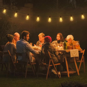 24FT Outdoor Festoon String Lights, 25 ST64 Vintage-Style LED Bulbs, Waterproof, 3000K Warm White, Mains Powered for Garden, Patio, Party