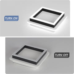 Square Modern Led Ceiling Light Fixture, 24W Black Flush Mount Hallway Ceiling Light Small Close to Ceiling Lamp for Living Room Bedroom Kitchen Balcony Cloakroom (Cool White, 6000K)