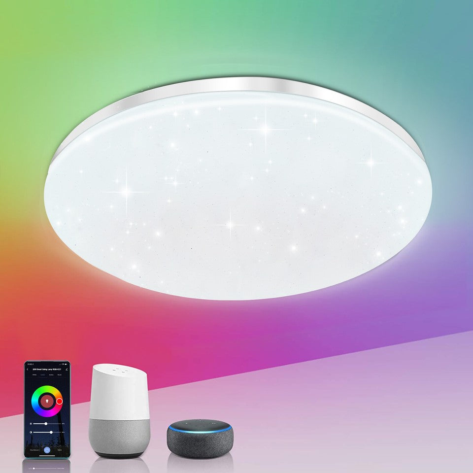Smart LED Ceiling Light Dimmable with WiFi App & Alexa Voice Control, RGB Color Changing Lamp