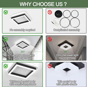 Square Modern Led Ceiling Light Fixture, 24W Black Flush Mount Hallway Ceiling Light Small Close to Ceiling Lamp for Living Room Bedroom Kitchen Balcony Cloakroom (Cool White, 6000K)