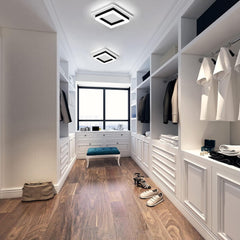 Square Modern Led Ceiling Light Fixture, 24W Black Flush Mount Hallway Ceiling Light Small Close to Ceiling Lamp for Living Room Bedroom Kitchen Balcony Cloakroom (Cool White, 6000K)