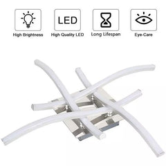 Modern LED Ceiling Light, 4-Wave Design, Dimmable Fixture for Bedroom and Hallway