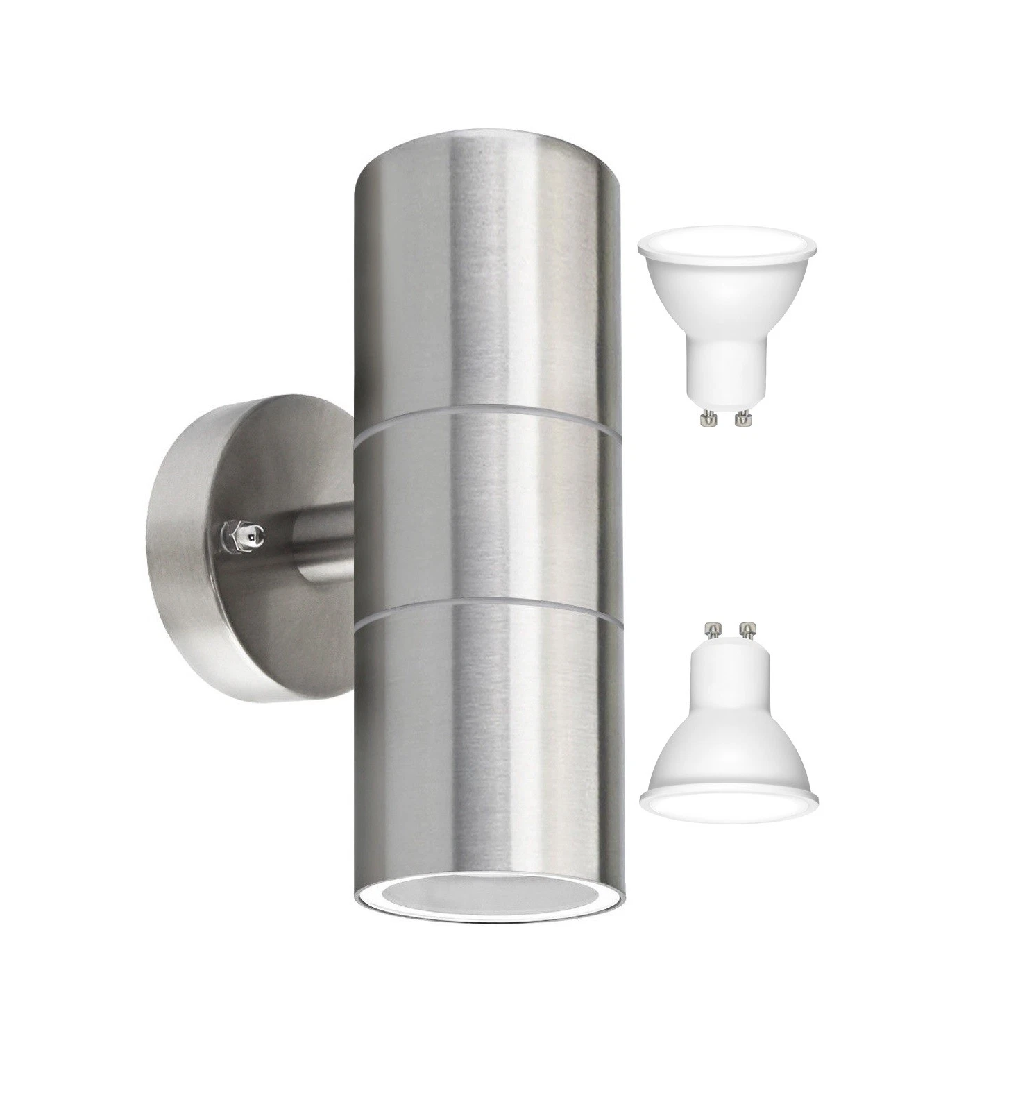Modern Outdoor Up Down Wall Light – Stainless Steel, IP65 Waterproof, Mains Powered Exterior Sconce for Porch, Patio, or Garage
