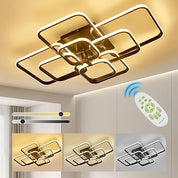 LED Ceiling Light with Remote – 4 Square Black Modern Chandelier