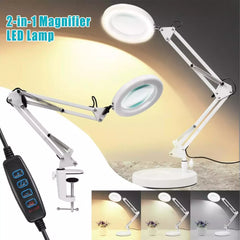 10X Magnifying Glass Desk Light Magnifier LED Lamp Reading Lamp With Base& Clamp