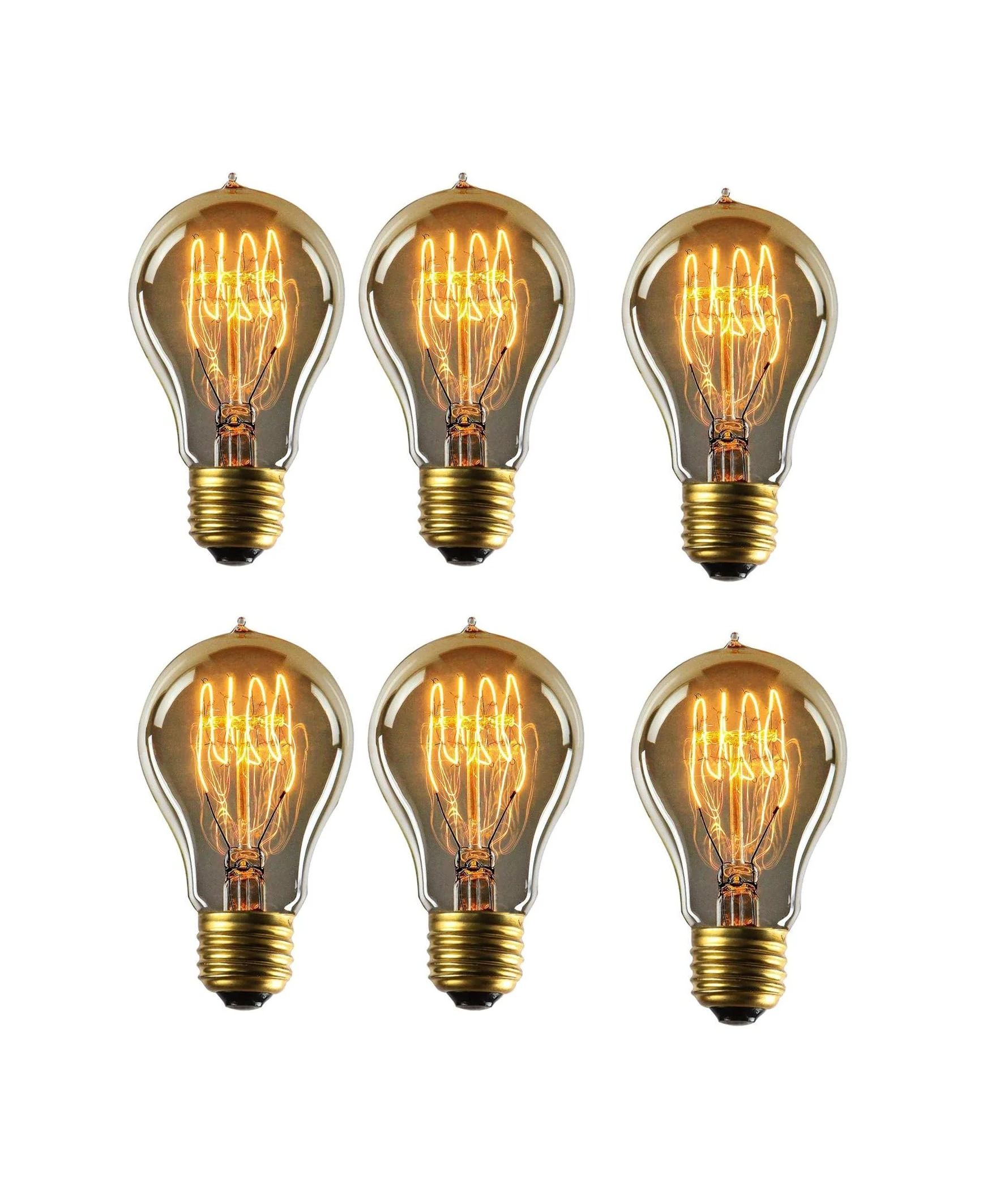 A19 E27 40W Amber Glass Bulb – Warm White, (Pack of 4)