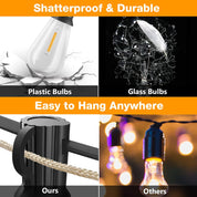 24FT Outdoor Festoon String Lights, 25 ST64 Vintage-Style LED Bulbs, Waterproof, 3000K Warm White, Mains Powered for Garden, Patio, Party