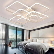 LED Ceiling Light with Remote – 4 Square Black Modern Chandelier