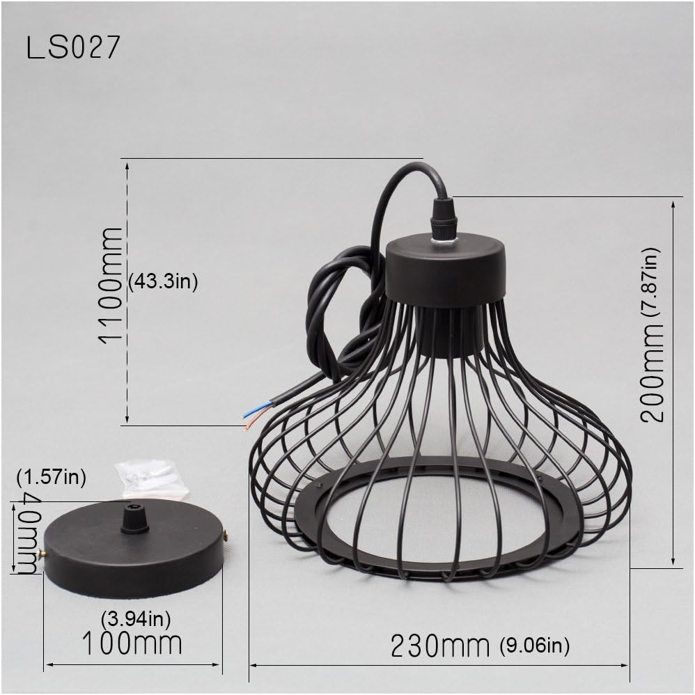 Industrial Retro Cage Ceiling Pendant Light, Vintage Hanging Lighting Fixture for Kitchen, Dining, and Loft Spaces