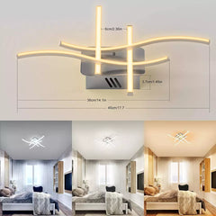 Modern LED Ceiling Light, 4-Wave Design, Dimmable Fixture for Bedroom and Hallway