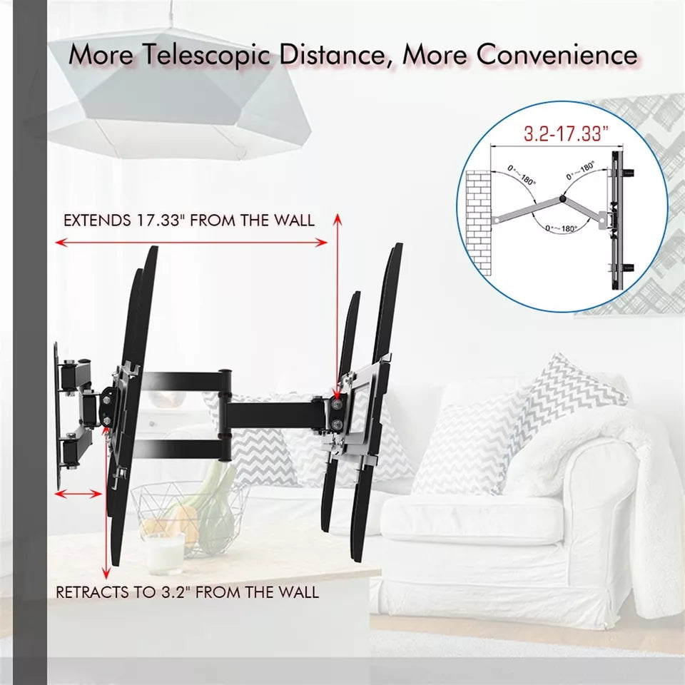 32"-65" Heavy Duty Tilt Corner TV Mount Flexible Full Motion Swing Arm Bracket