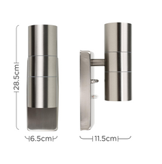 Modern Brushed Chrome IP44 Rated Up/Down Outdoor Security Wall Light