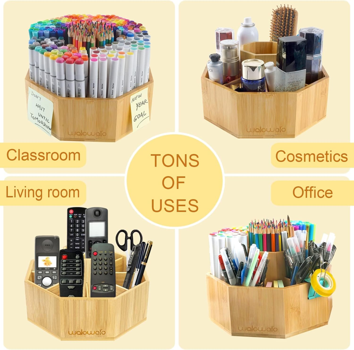 Large Rotating Art Supply Organizer – 360° Spinning Pen & Brush Holder
