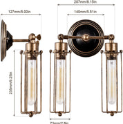 Adjustable Vintage Wall Light with Rustic Metal Cage