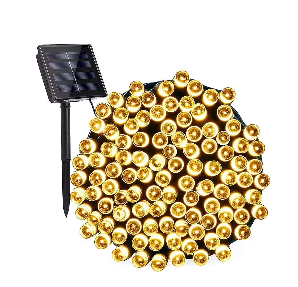 Solar-Powered 200 LED Warm White String Lights with 8 Modes and Remote Control