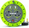2-Socket 5M Green Cable Reel Extension Lead, 13A Heavy Duty with Thermal Cut-Out