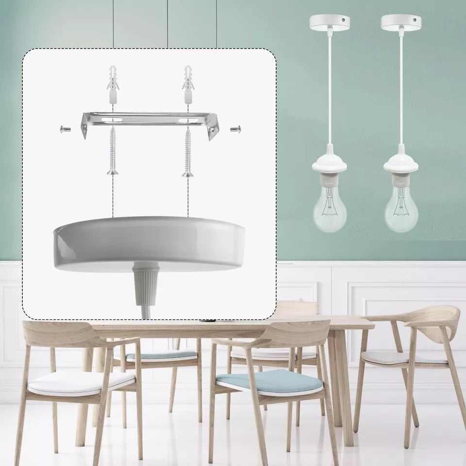 Pendant Light Fitting Set with E27 Holder, Ceiling Rose & Hanging Suspension Kit