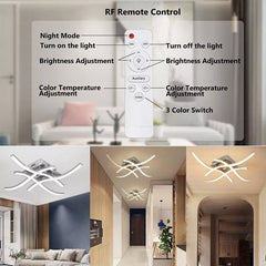 Modern LED Ceiling Light, 4-Wave Design, Dimmable Fixture for Bedroom and Hallway