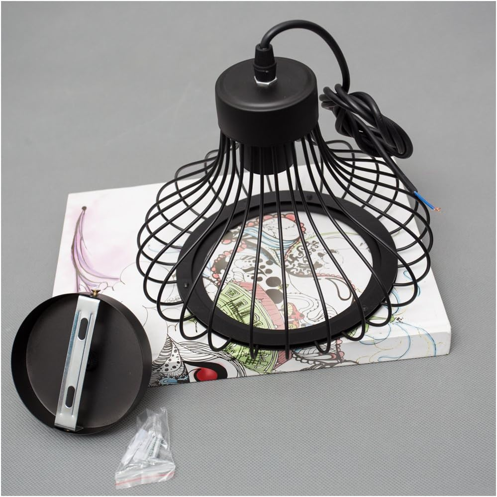 Industrial Retro Cage Ceiling Pendant Light, Vintage Hanging Lighting Fixture for Kitchen, Dining, and Loft Spaces