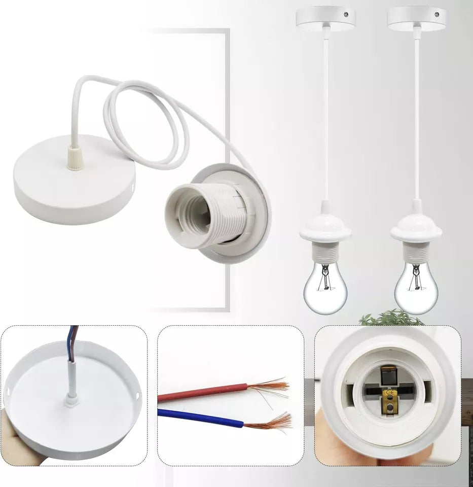 Pendant Light Fitting Set with E27 Holder, Ceiling Rose & Hanging Suspension Kit