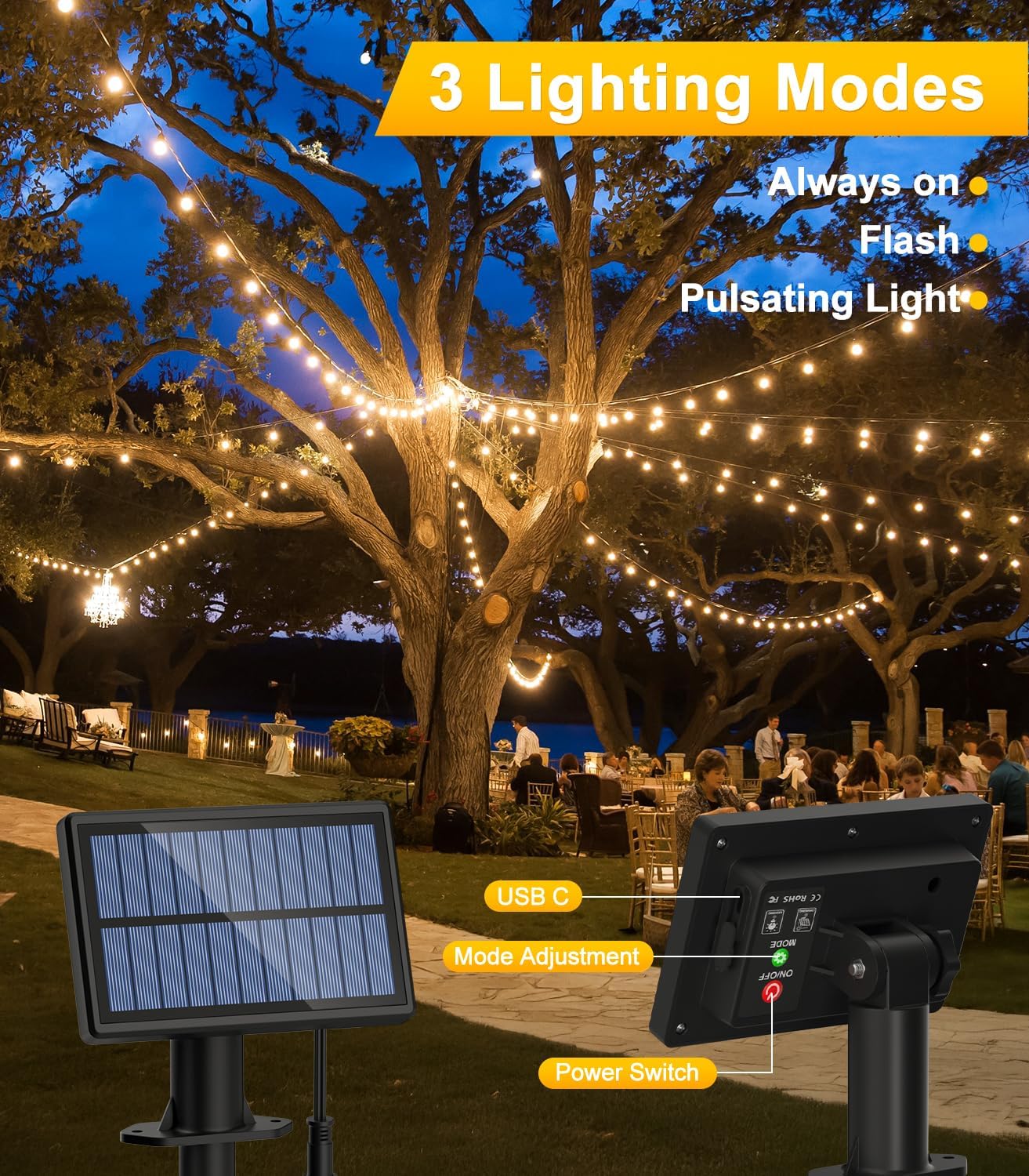 50FT Solar String Lights