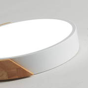 Modern LED Ceiling Light 24W, Oak & Iron Frame, 1600LM Cool White 6000K, Ideal for Living Room & Hallway