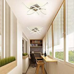 Modern LED Ceiling Light, 4-Wave Design, Dimmable Fixture for Bedroom and Hallway