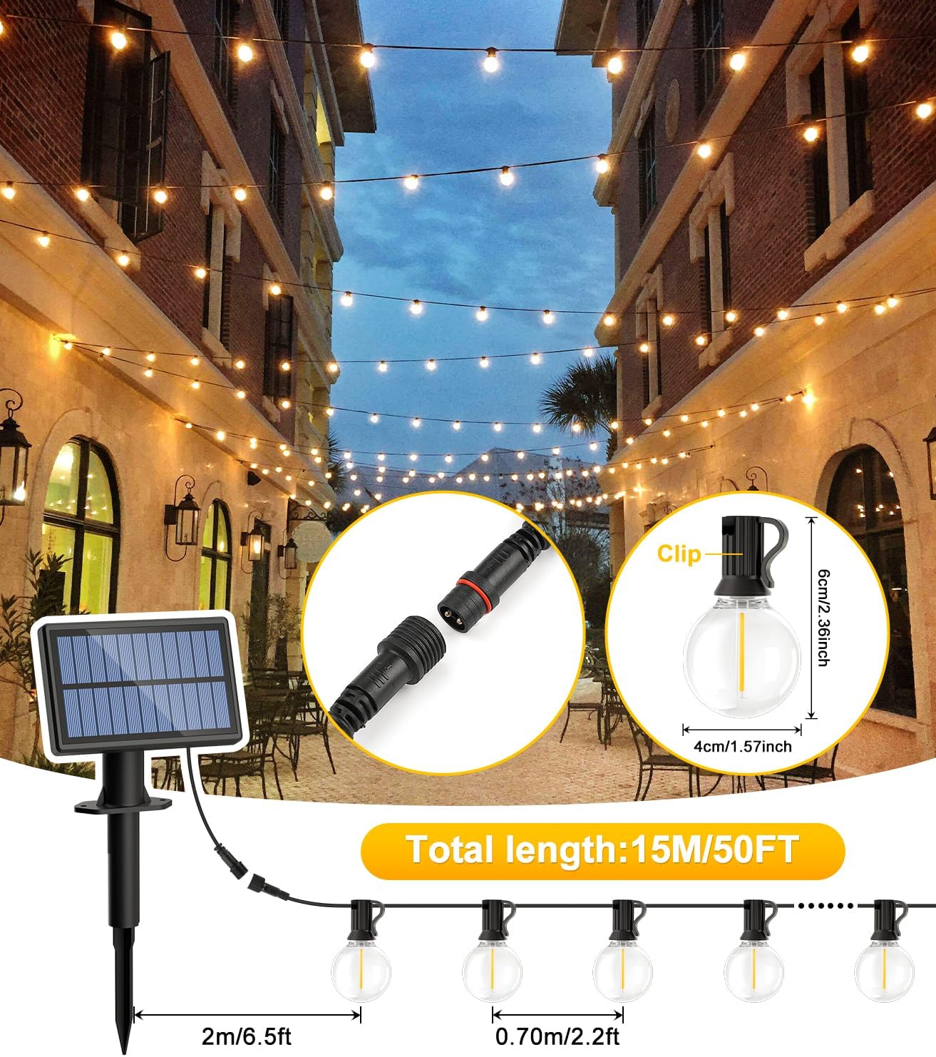 50FT Solar String Lights