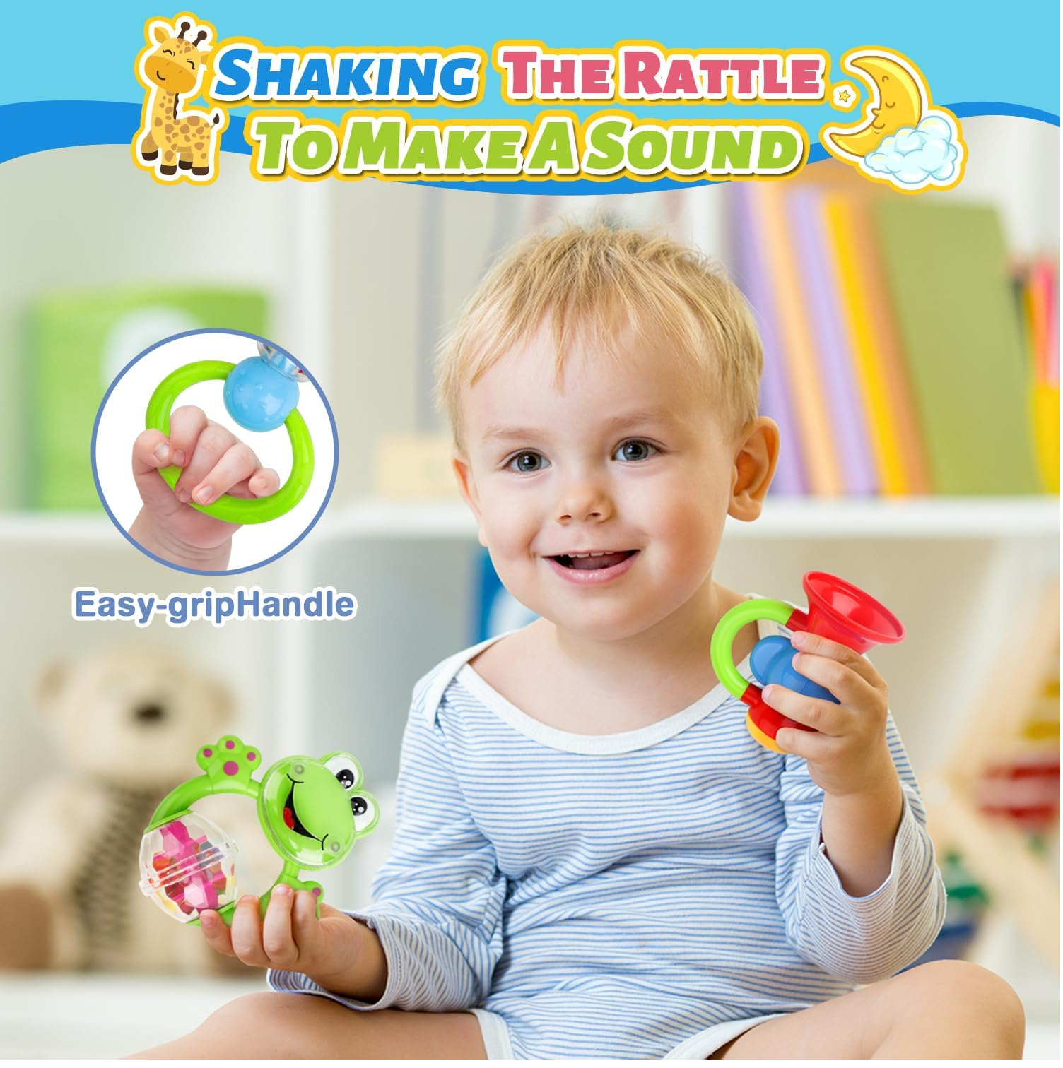 Omgpeike Baby Rattle & Teether Toy Set – 11-Piece Infant Toys with Storage Box, 0–12 Months
