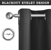 Thermal Blackout Curtains 46x54" – Grey Eyelet Room Darkening Drapes, 2 Panels