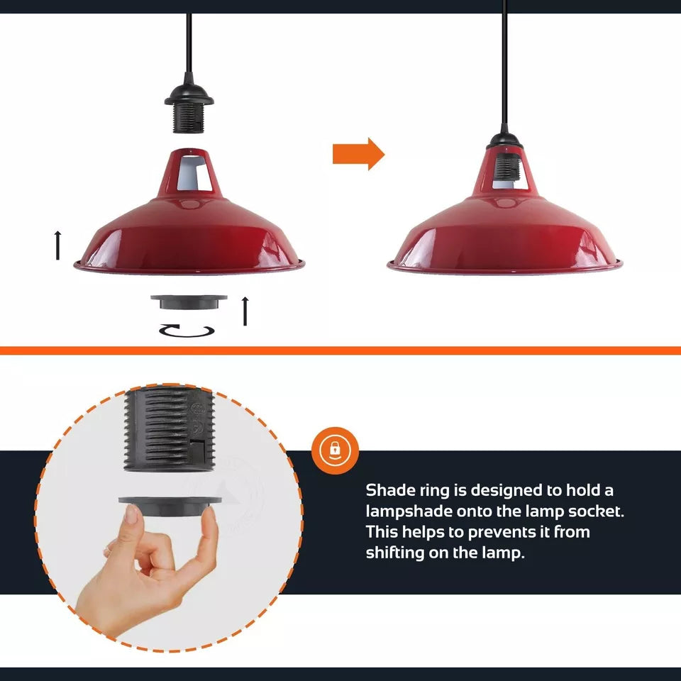Pendant Light Fitting Set with E27 Holder, Ceiling Rose & Hanging Suspension Kit