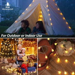 Modern 3m LED String Lights with Remote Control - 20 Warm White Lamps and 8 Lighting Modes