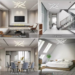 Modern LED Ceiling Light, 4-Wave Design, Dimmable Fixture for Bedroom and Hallway