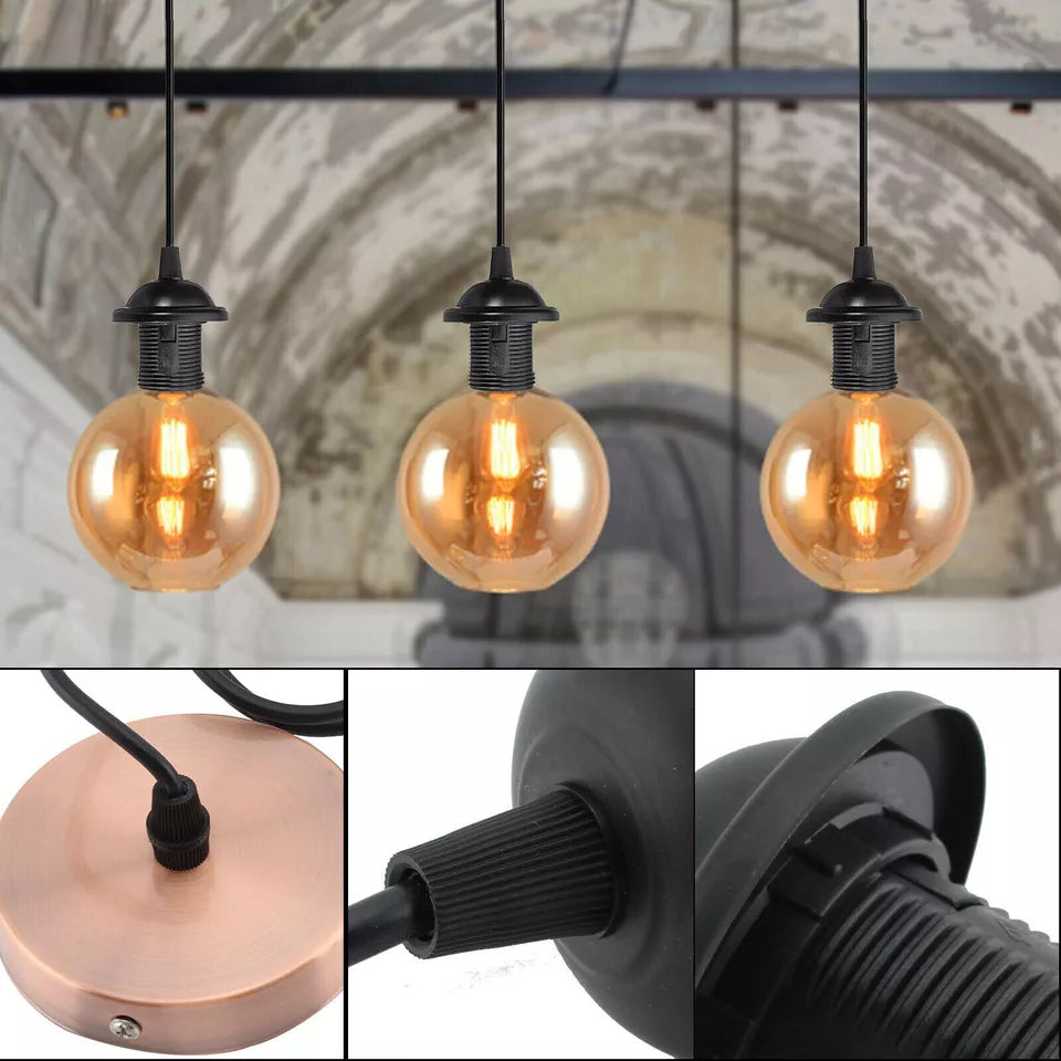 Pendant Light Fitting Set with E27 Holder, Ceiling Rose & Hanging Suspension Kit