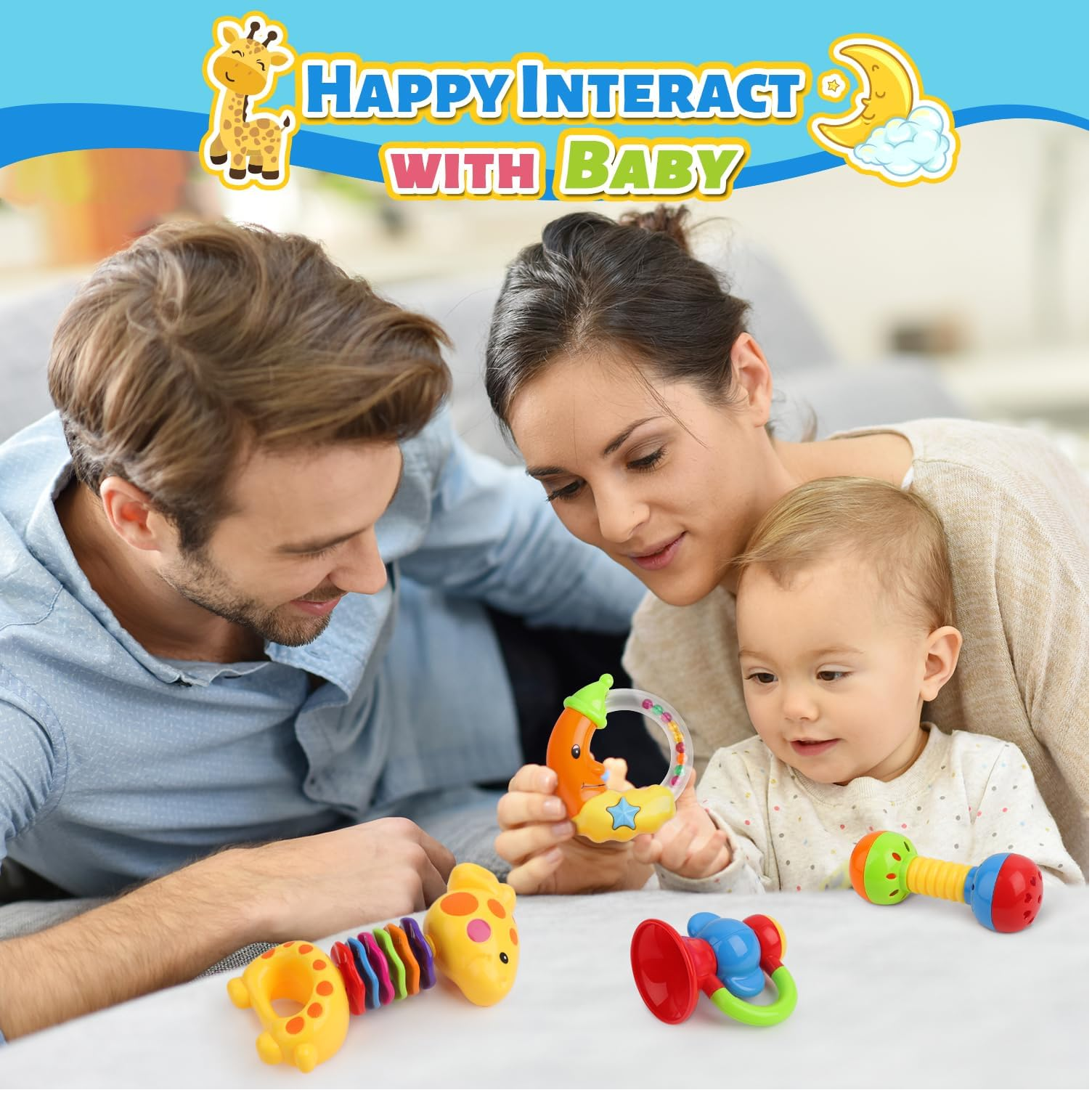 Omgpeike Baby Rattle & Teether Toy Set – 11-Piece Infant Toys with Storage Box, 0–12 Months