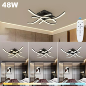 48W LED Ceiling Light – 4 Wave Dimmable Modern Light Fixture for Kitchen, Living Room, Bedroom, and More