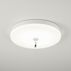 Ceiling light fixture with sensor icon on a white background