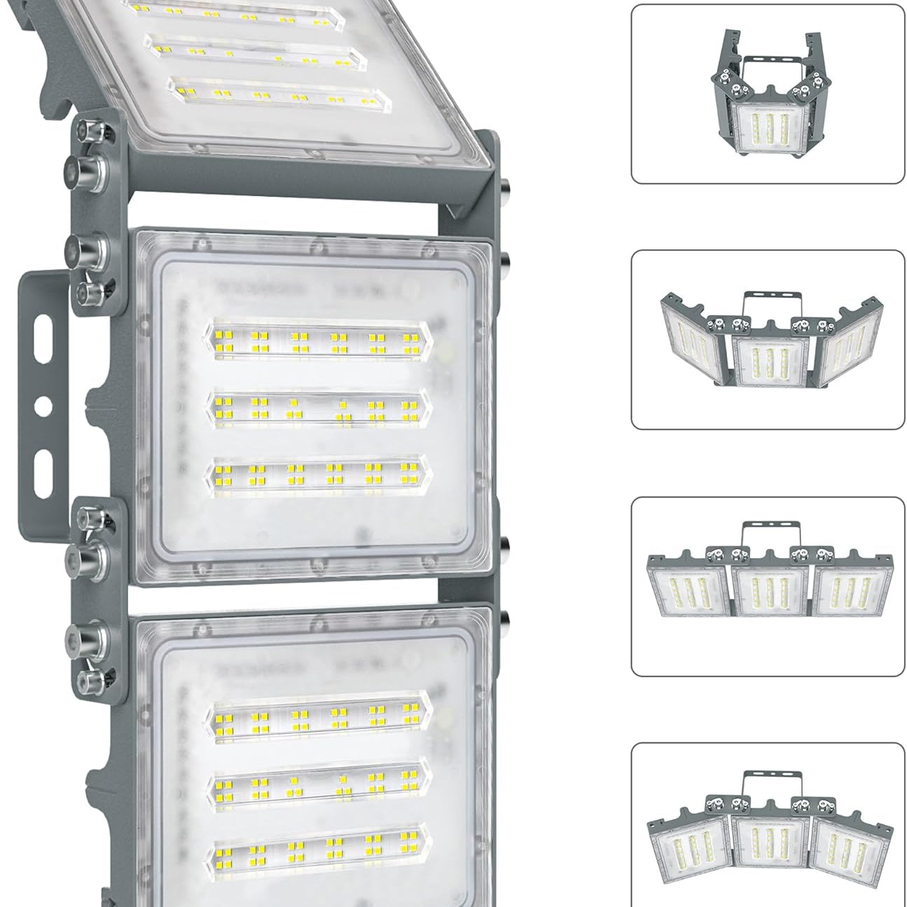 2PCS 150W LED Flood Lights, 15000LM 6000K Outdoor Security Lights with 3 Adjustable Heads, IP66 Waterproof Exterior Lighting