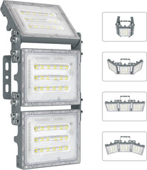 2PCS 150W LED Flood Lights, 15000LM 6000K Outdoor Security Lights with 3 Adjustable Heads, IP66 Waterproof Exterior Lighting