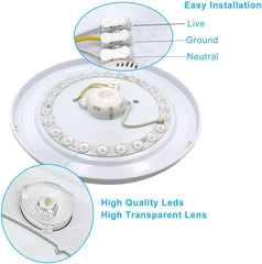 24W LED Ceiling Light, 5000K Daylight, IP54 Waterproof, 2400lm for Bathroom, Kitchen, Hallway