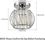 Modern Crystal Semi Flush Ceiling Light, Chrome Mini Fixture
