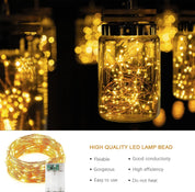 50 LED Battery Fairy Lights – Warm White Copper Wire