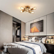Gold 4-Light Semi Flush Ceiling Light, E27 Base
