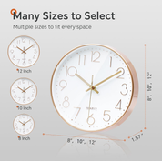 Rose Gold & White 10-Inch Silent Wall Clock, Modern Decorative Design for Home